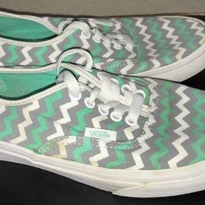 Vans Shoes Teal Chevron Canvas Skater Off the Wall